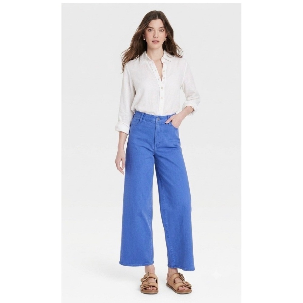 Universal Thread Womens Sailor Wide Leg Pants High Rise Blue Size 10 NEW